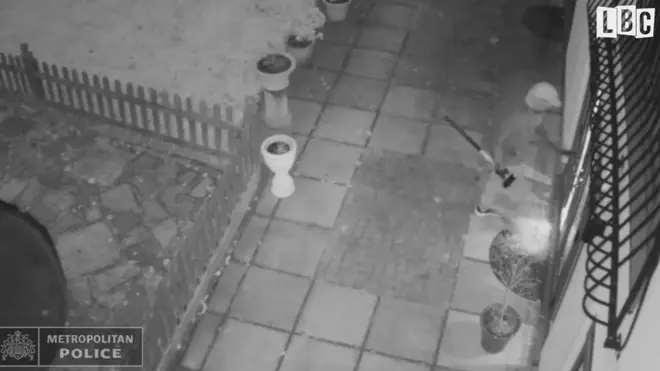 CCTV shows the men smashing into the rear of the property