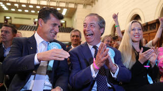Nigel Farage celebrates a great performance by the Brexit Party