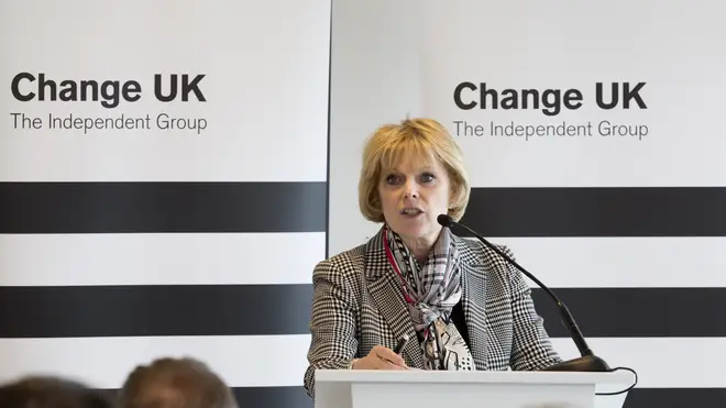 Anna Soubry speaking at a Change UK event before the election