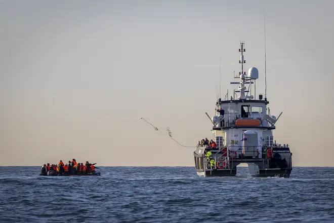 Migrants crossing the Channel on Sunday