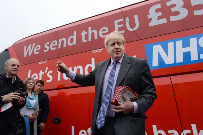 Boris Johnson in front of the controversial bus