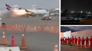 The moment the truck collides with the plane