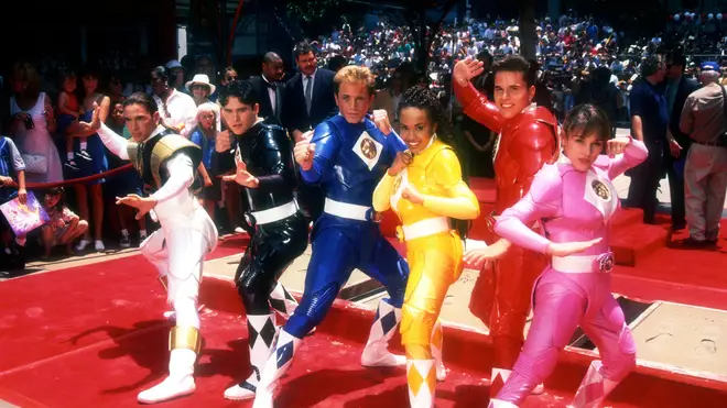 Hollywood, California, USA 22nd June 1995 (L-R) Actors Jason David Frank, Johnny Yong Bosch, David Yost, Karan Ashley, Steve Cardenas and Amy Jo Johnson attend The Mighty Morphin Power Rangers Hand and Footprint Ceremony on June 22, 1995 at Mann’s Chinese
