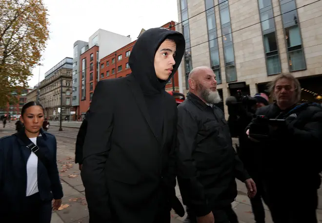 Manchester United's Mason Greenwood arriving at court
