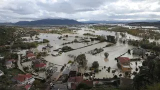 A general view of a flooded area near Shkoder town, north-west Albania