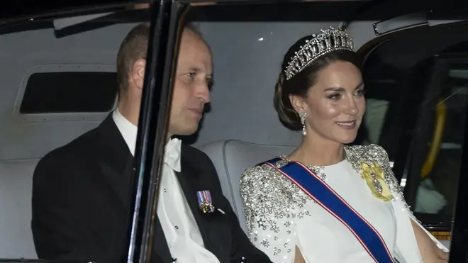 William and Kate on the way to the banquet