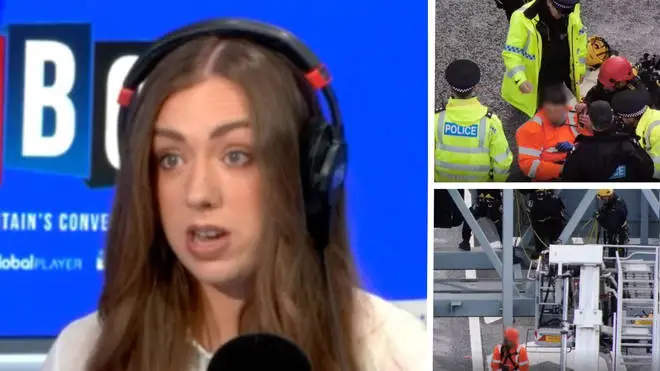 Charlotte Lynch was arrested while covering an M25 eco-protest. Picture: LBC/Herts Police