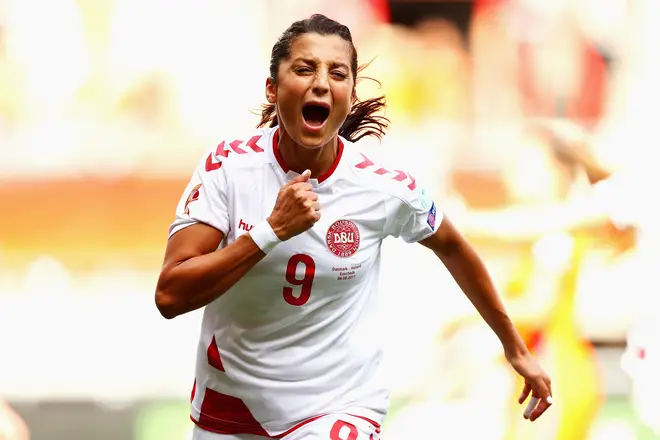 Nadia Nadim playing for Denmark