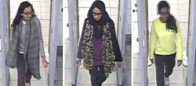 Begum (centre) was one of three Bethnal Green schoolgirls who ran away to join ISIS