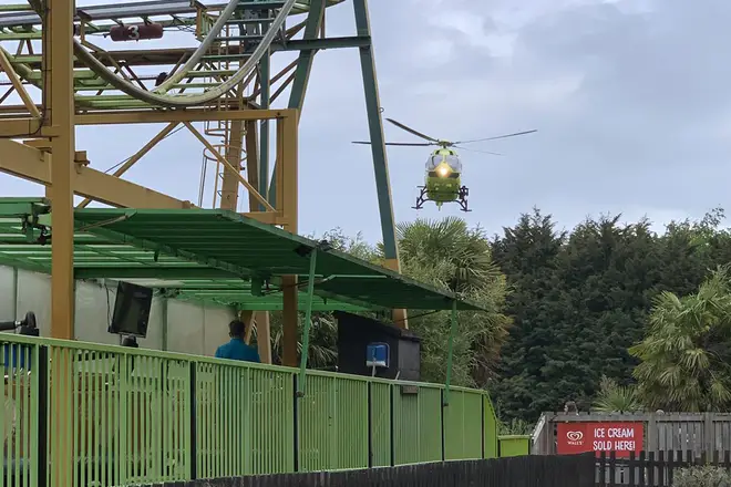 The Air Ambulance arrives at Lightwater Valley
