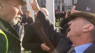 Pro-Palestine Protester Clashes With Jewish Man At Anti-Semitism Protest
