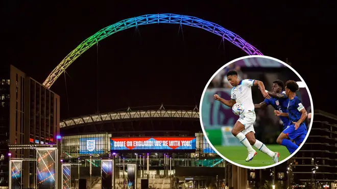 Wembley was lit up in rainbow colours