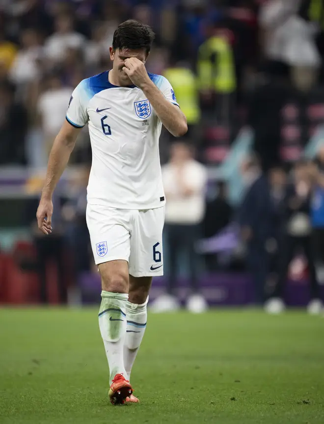 Harry Maguire of England reacts after the FIFA World Cup Qatar 2022 Group B match between England and USA