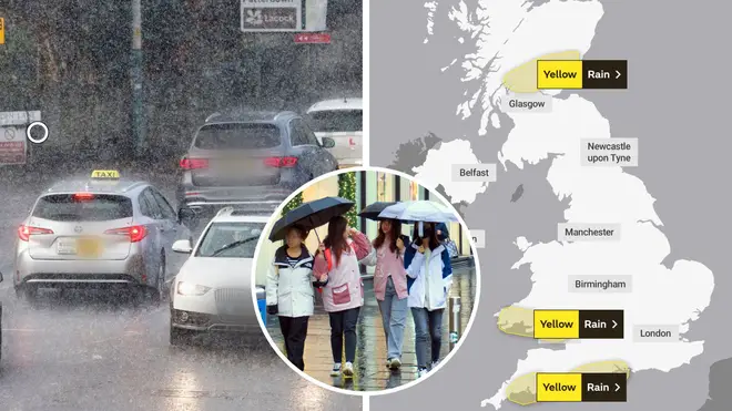 Heavy rain and strong winds are expected to batter parts of the UK