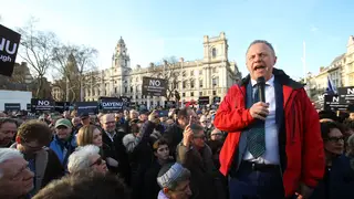 John Mann speaks at a protest against anti-Semitism in the Labour party in Parliament Square.