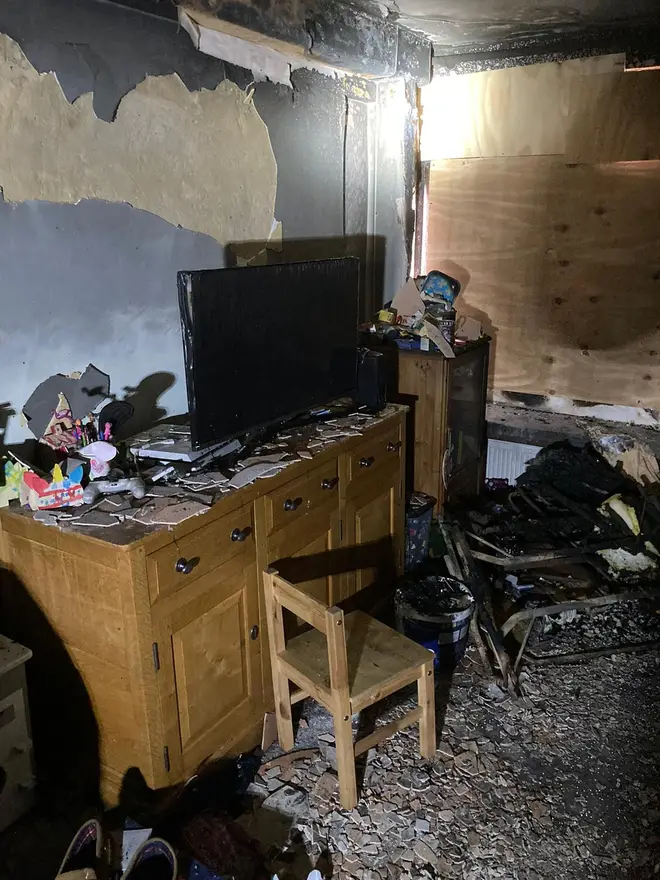 The gutted interior of the couple's flat