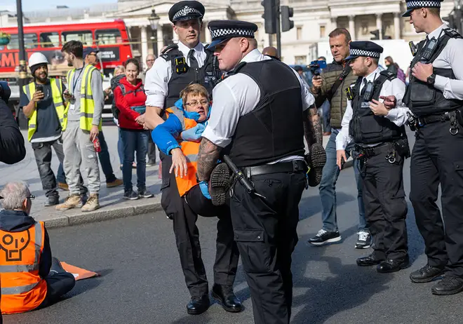 Protestors being arrested in London