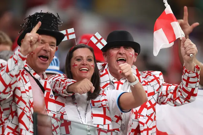 England fans are pictured before kick-off against Wales on Wednesday
