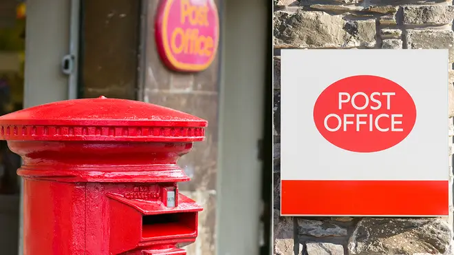 Post box alongside Post Office sign