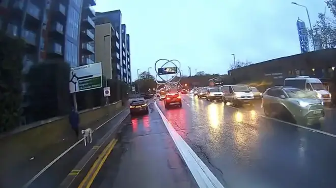 The unmarked police car could be seen in the bus lane