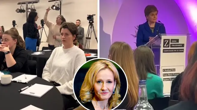 Nicola Sturgeon heckled by feminist activist who has been supported by JK Rowling