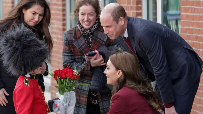 William and Kate met a child dressed as a member of the King's Guard