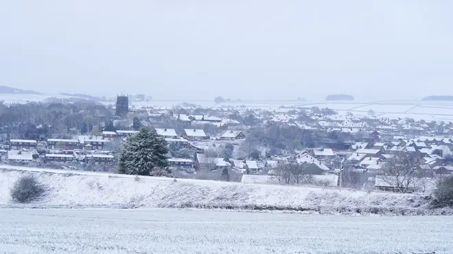 Snowfall in Penistone, South Yorkshire in March this year