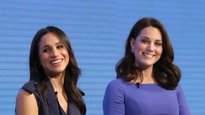 Happier times: Meghan and Kate appear at a charity event four years ago