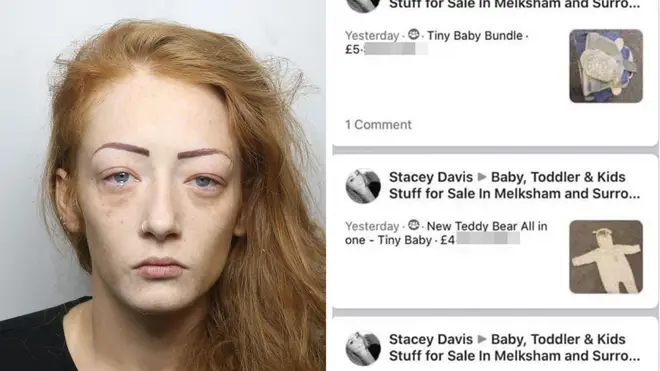 A woman who left her baby to die later sold his clothing on Facebook