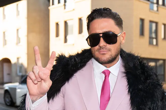 Bear arrived at court today wearing a pink suit, black fur coat and sunglasses in a chauffeur-driven white Rolls Royce.