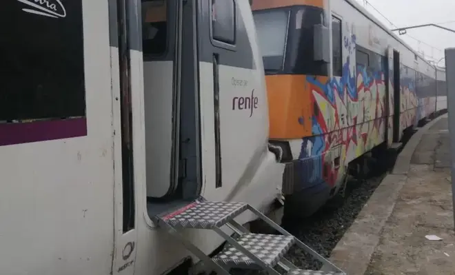 The two trains crashed on the outskirts of Barcelona