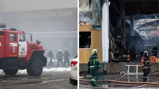 Fire in the shopping centre "Stroytrakt" on Prigorodnaya street.