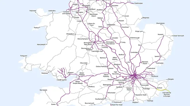 Network Rail issued this map showing the lines in operation today - with severely restricted services