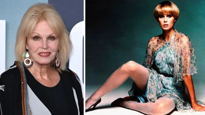 Joanna Lumley (l) and in The Avengers (r)
