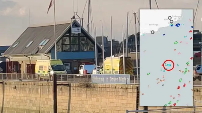 Emergency Services at Dover lifeboat station this morning and inset, radar imagery of this morning's searches