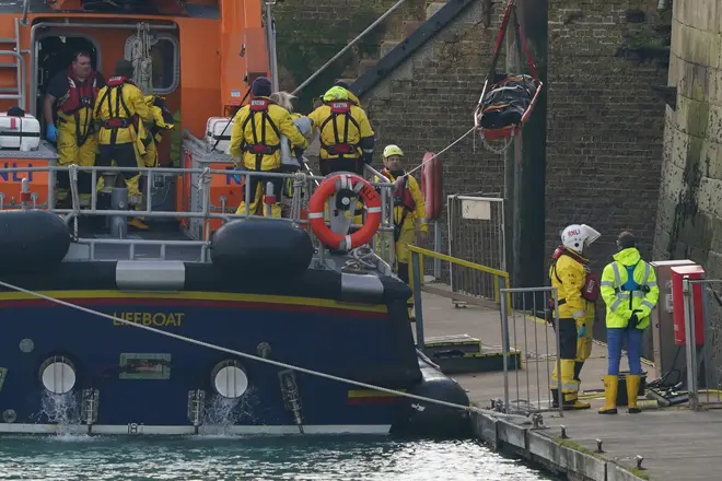 Lifeboats come to shore in Dover after the rescue operation