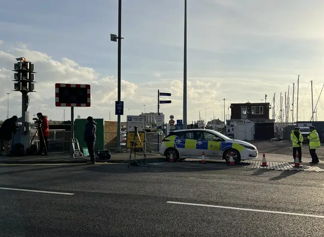 Police at the scene in Dover today