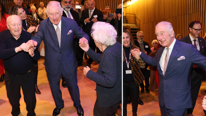 King Charles dances with well-wishers at the JW3 centre in North London