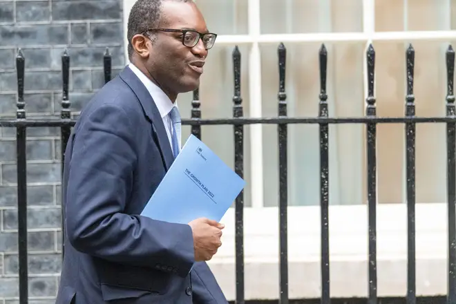 The Chancellor, Kwasi Kwarteng, leaves no. 11 Downing Street to present his financial statement. London, UK. 23rd Sep, 2022.