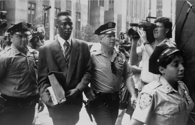 Yusef Salaam escorted into the State Supreme Courthouse in Manhattan in 1990