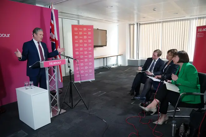 Labour leader Sir Keir Starmer makes a statement at the party's headquarters in London.