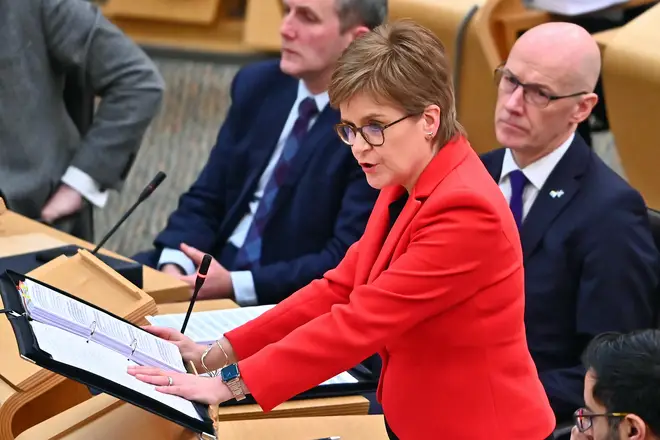 Scotland's First Minister Nicola Sturgeon during First Minister's Questions in the Scottish Parliament ahead of the Bill passing.