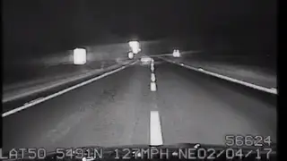 Dashcam footage shows the police pursuit reaching speeds of 127mph.