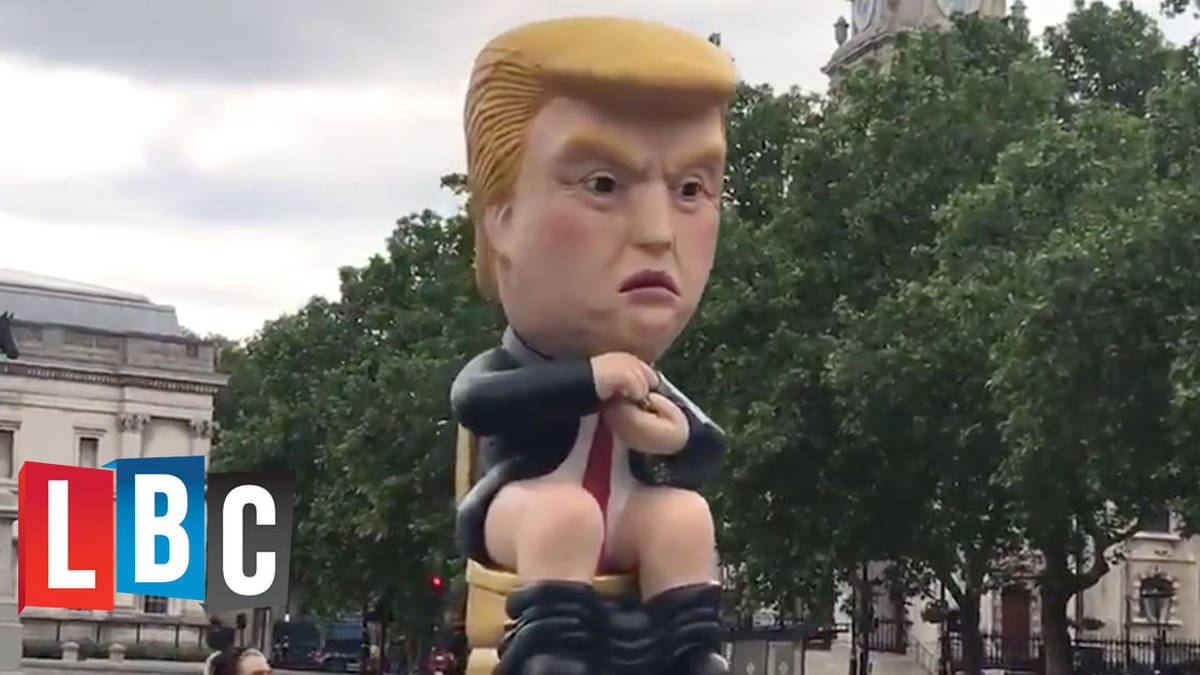 Trump Protest: Robot Of Trump Tweeting On A Golden Toilet Brought To Trafalgar Square