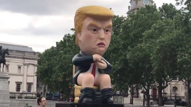 The Trump Dumper robot in Trafalgar Square