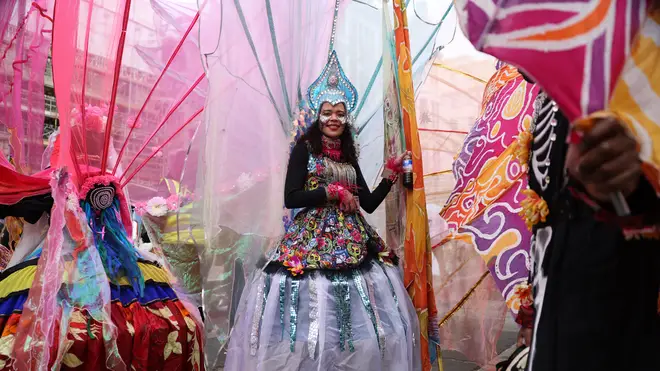 A participant takes part in the annual New Year's Day Parade