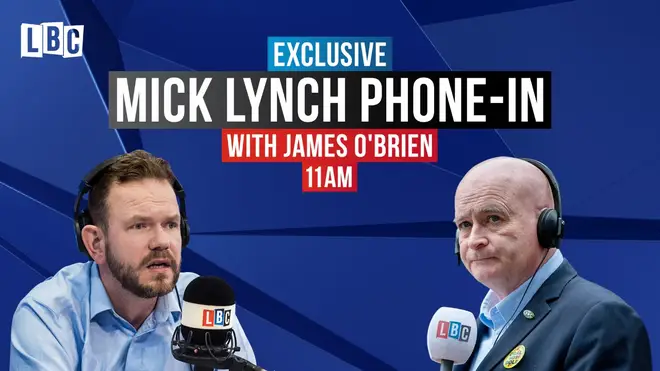 RMT boss Mick Lynch joins James O'Brien from 10am to answer your strike questions