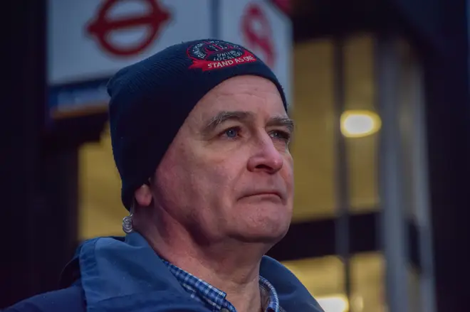 Mick Lynch on the picket line at Euston on Tuesday