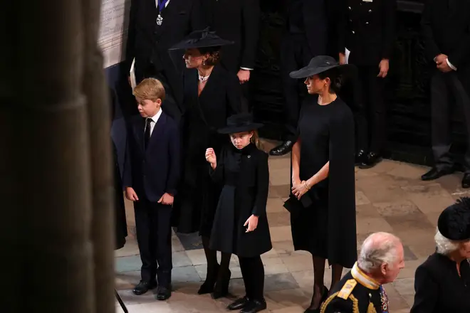 Kate Middleton and Meghan Markle at the Queen's funeral
