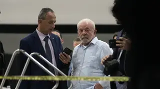 Brazil’s President Luiz Inacio Lula da Silva walks in Planalto Palace after it was stormed by supporters of Brazil’s former President Jair Bolsonaro